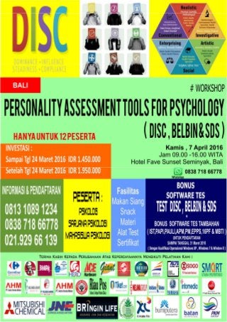 Pelatihan alat-tes-psikologi-bali-2016-training-personality-assessment-tools-for-psychology-(disc,belbin,sds)