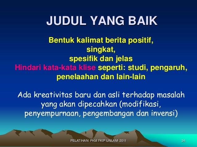 Pelatihan Program Kreativitas Mahasiswa bidang Penelitian Pelatihan Program Kreativitas Mahasiswa bidang Penelitian