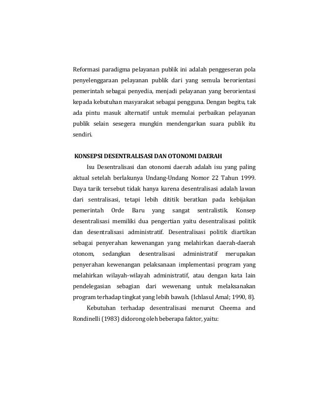 Pelayanan Publik Di Era Desentralisasi Dan Otonomi Daerah Dinamika D