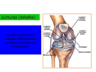 Lesões (graves) em
atletas, normalmente
envolvem junturas ou
articulações.
Junturas (detalhe)
 