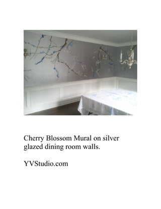 Cherry Blossom Mural On Silver Glazed Walls