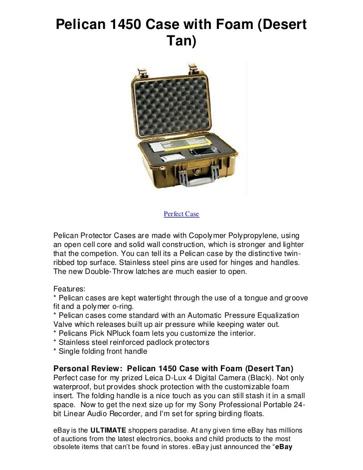 Pelican 1450 case with foam desert tan find e bays best deals!