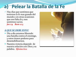 Los peligros radican cuando dejamos de depender de Dios y empezamos a confiar en nosotros mismos o en nuestros logros.  1ª Tim 6:12Pablo le recuerda a su discípulo que: 