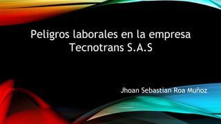 Peligros laborales en la empresa
Tecnotrans S.A.S
Jhoan Sebastian Roa Muñoz
 