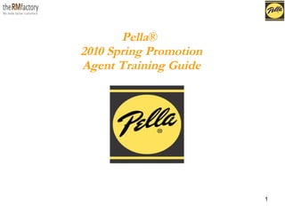 Pella ®   2010 Spring Promotion Agent Training Guide 