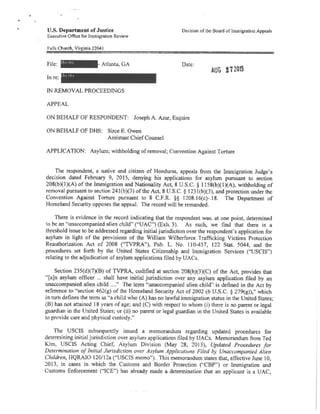 Immigration Judge Pelletier Unaccompanied Children Asylum Claims | PDF