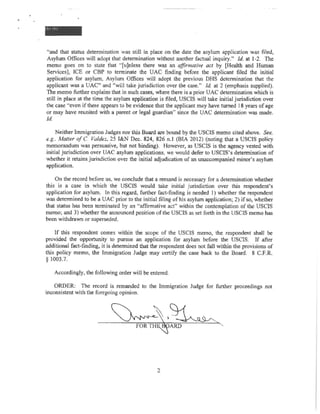 Immigration Judge Pelletier Unaccompanied Children Asylum Claims PDF