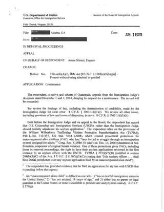 Immigration Judge Pelletier Unaccompanied Children Asylum Claims PDF