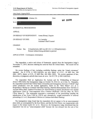 Immigration Judge Pelletier Unaccompanied Children Asylum Claims PDF