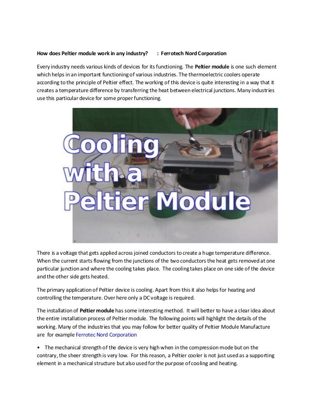 peltier module uses