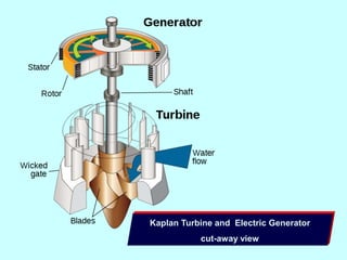 Kaplan Turbine and Electric Generator
cut-away view
 