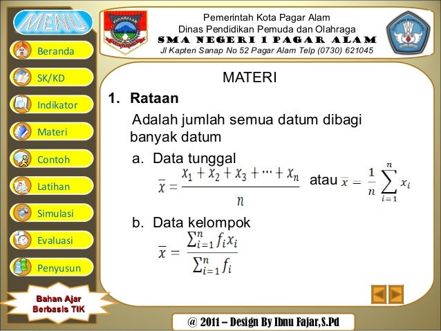 Statistika : Ukuran Pemusatan Data