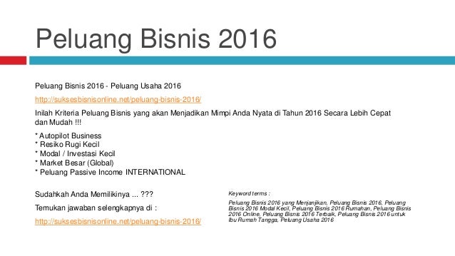 Peluang Bisnis 2016 - Peluang Usaha Online yang ...