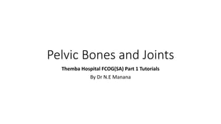 Pelvic Bones and Joints
Themba Hospital FCOG(SA) Part 1 Tutorials
By Dr N.E Manana
 