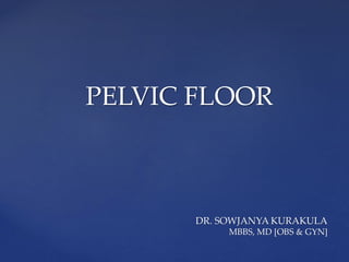 PELVIC FLOOR
DR. SOWJANYA KURAKULA
MBBS, MD [OBS & GYN]
 