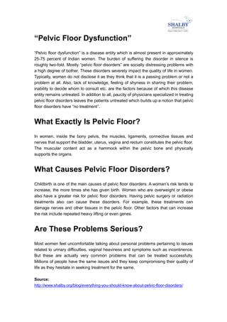 Understanding Pelvic Floor Dysfunction: Causes, Symptoms, and