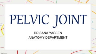 PELVIC JOINT
DR SANA YASEEN
ANATOMY DEPARTMENT
 