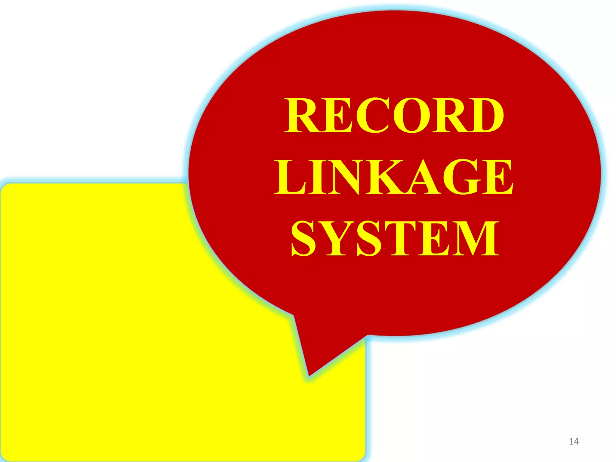 14
RECORD
LINKAGE
SYSTEM
 
