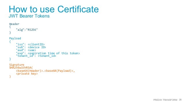 key rs256 generate IIOT Predix in ( Authentication Transform PEM1: Device 2016)