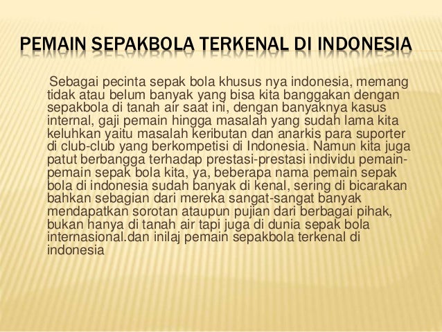 Pemain Sepakbola Terkenal Di Indonesia
