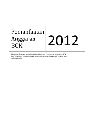 Pemanfaatan dana bok puskesmas pasir panjang tahun 2012 | PDF