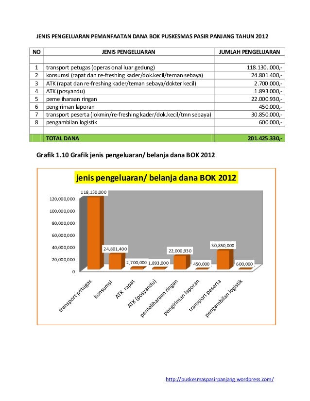 Pemanfaatan dana bok puskesmas pasir panjang tahun 2012