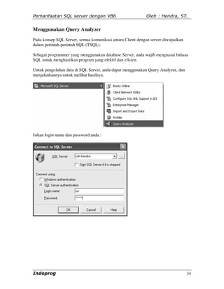 Pemanfaatan sql server dengan vb6 | PDF