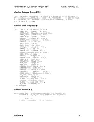 Pemanfaatan sql server dengan vb6 | PDF