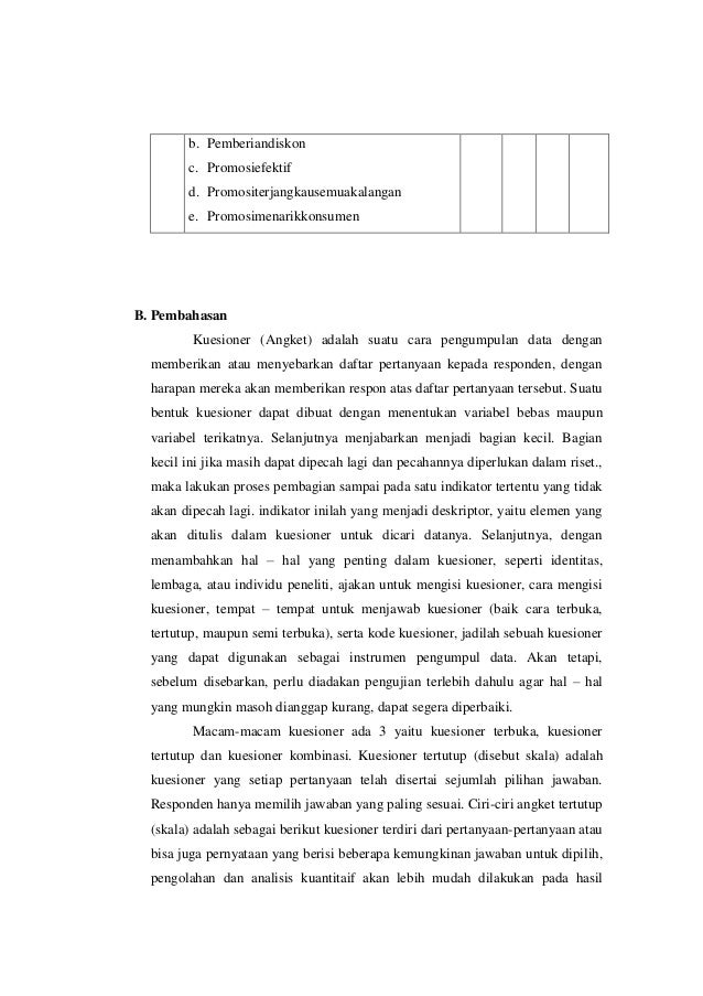 Contoh Kuesioner Produk Makanan Baru Contoh Resource