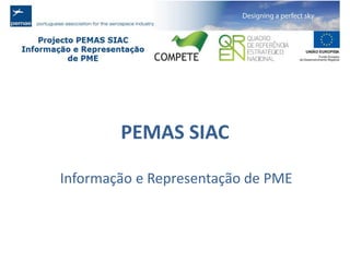 PEMAS SIAC
Informação e Representação de PME
 