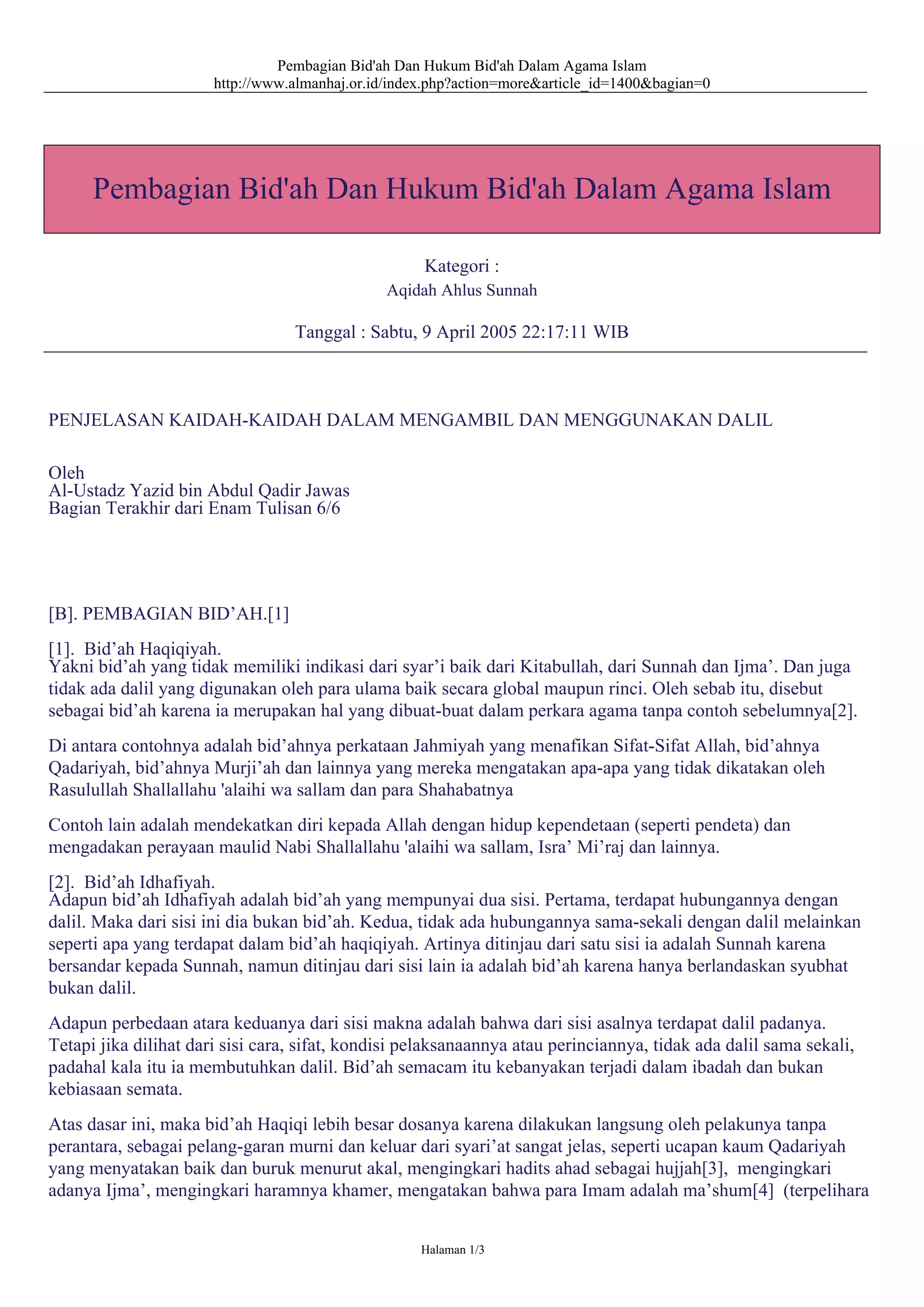 Bidah dalam Islam pengertian dan pentingnya memahami