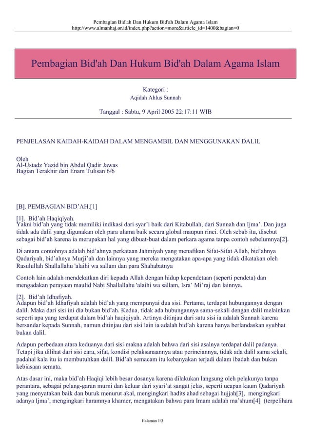 Bidah dalam Islam pengertian jenis dan dampaknya bagi keimanan