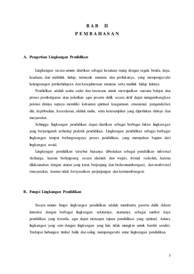Pengertian Fungsi Dan Jenis Lingkungan Pendidikan