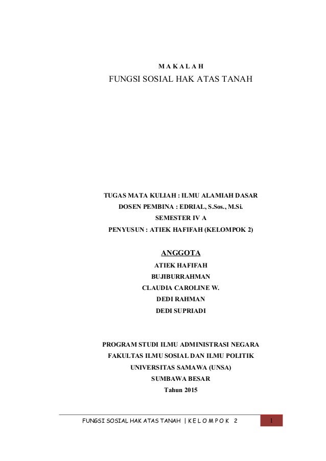 Politik Agraria Fungsi Dan Hak Atas Tanah