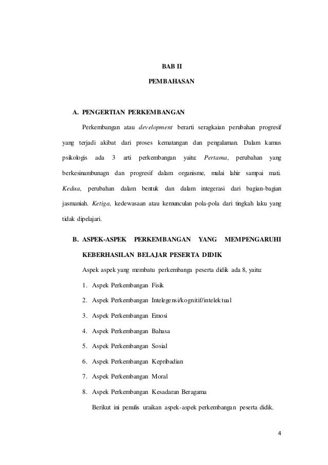 Aspek Aspek Perkembangan Peserta Didik