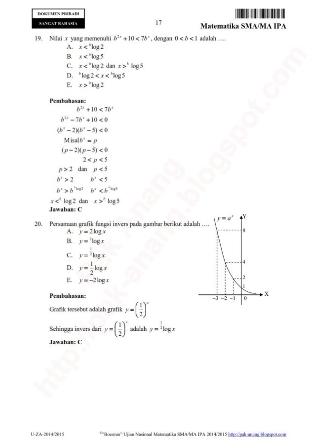 Pembahasan bocoran soal un matematika sma ipa 2015 by pak