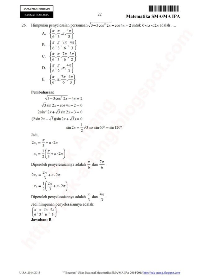 Prediksi soal un matematika smp