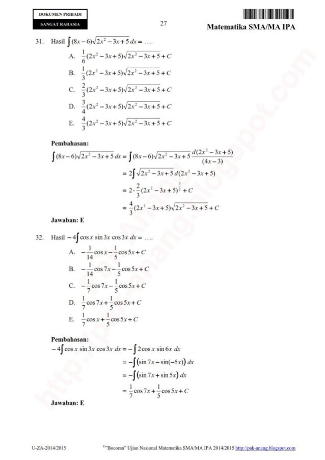Viral Bocoran Soal Un Matematika Sma 2019