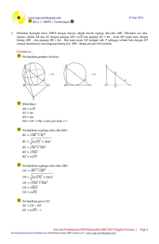 Pembahasan Osn Matematika Smp 2014 Tingkat Provinsi Bagian B Soal Ur