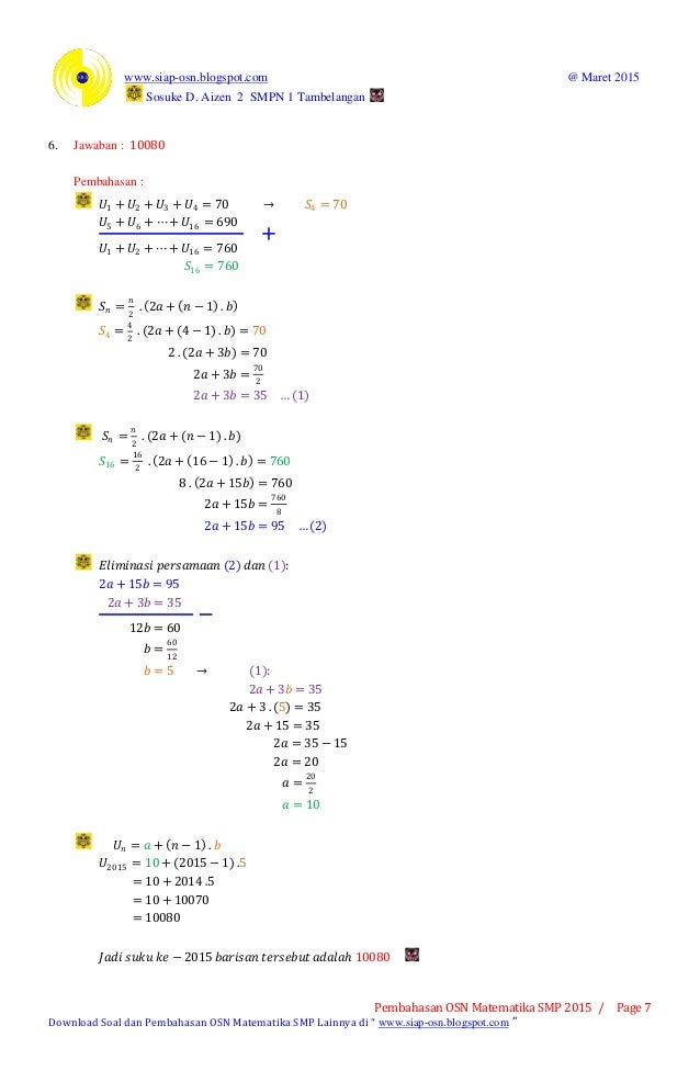 Pembahasan Osn Matematika Smp 2015 Tingkat Kabupaten Bagian B Isian