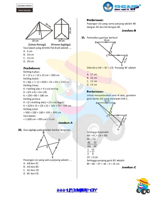 Pembahasan prediksi un matematika smp 2019 paket 3 Pembahasan prediksi un matematika smp 2019 paket 3