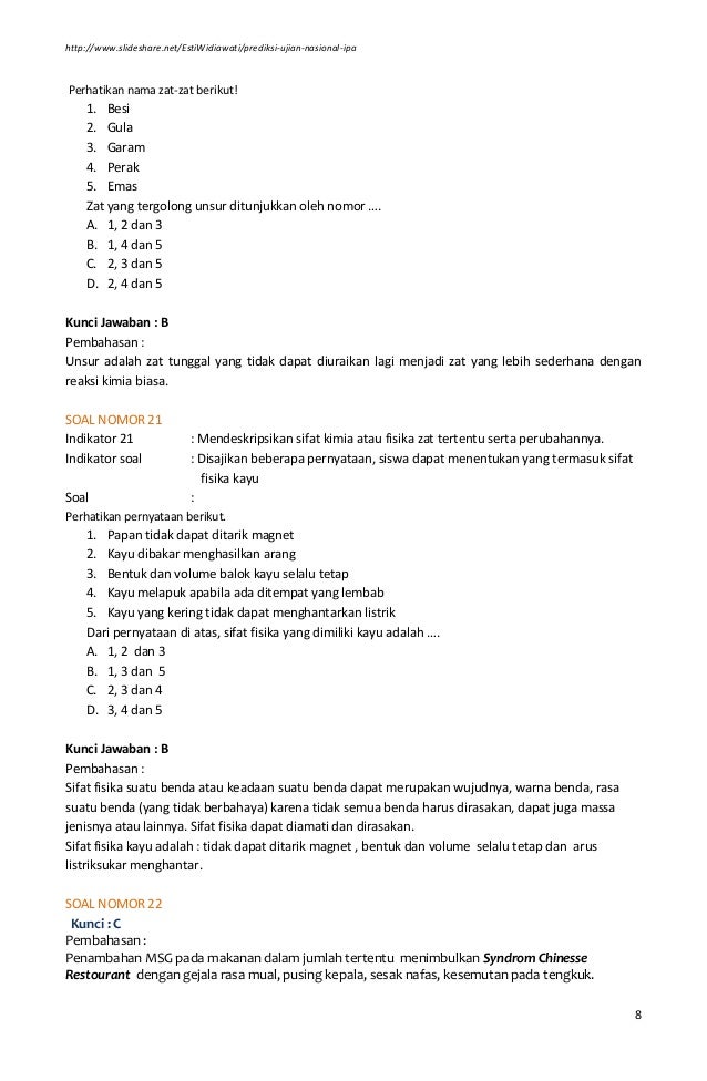 ujian paket jawaban soal c PREDIKSI UN PEMBAHASAN A IPA PAKET SOAL