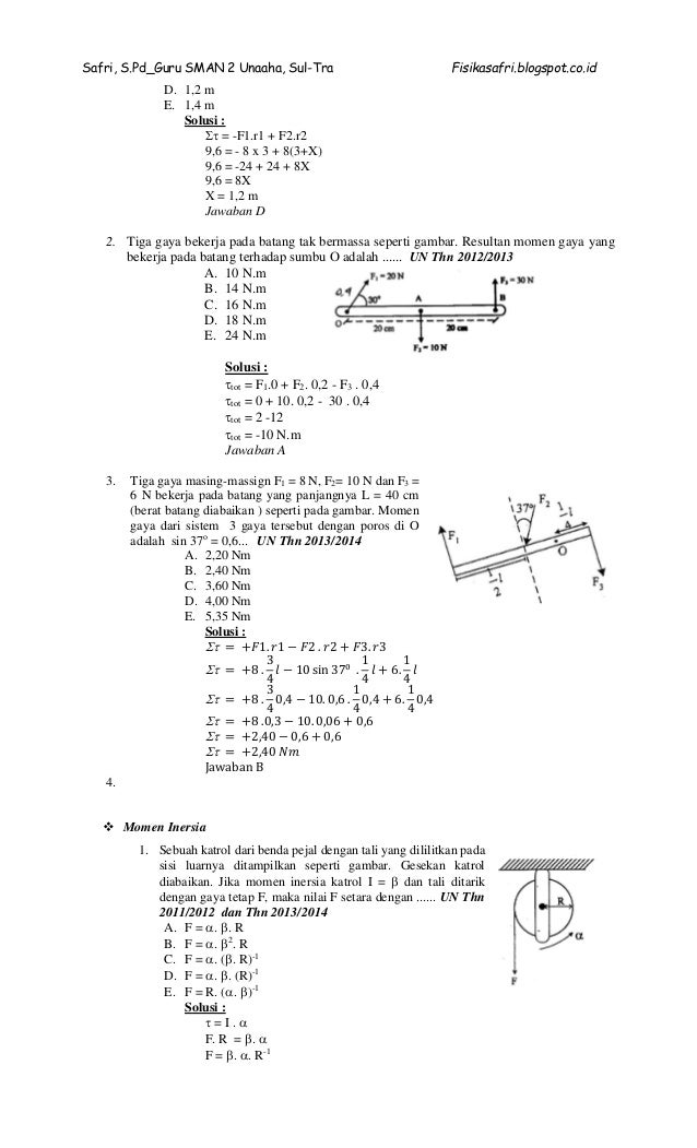 Soal un fisika sma 2014 dan pembahasannya pdf