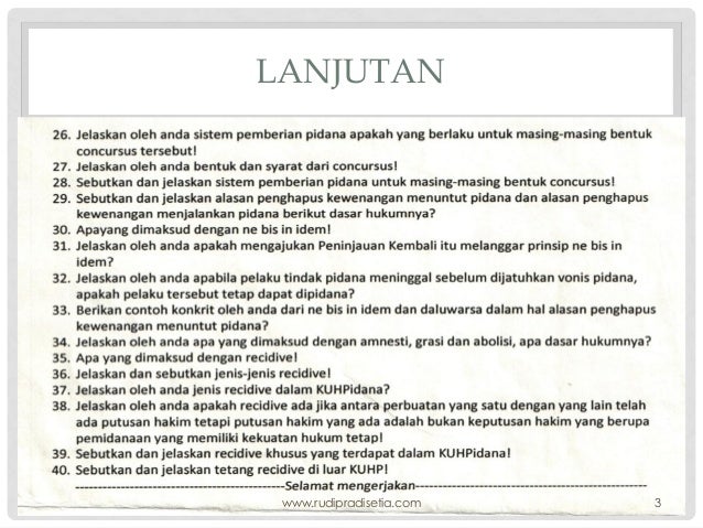 Pembahasan Soal Hukum Pidana Fh Unpas Tahun 2014
