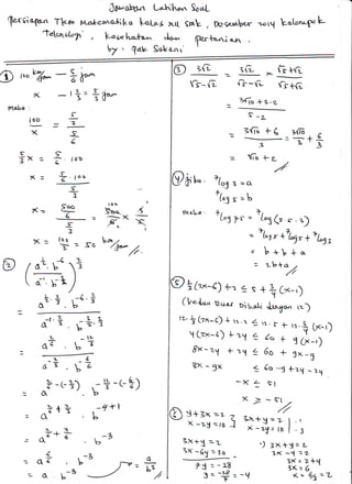 Pembahasan soal latihan persiapan tkm matematika des 2014 smk