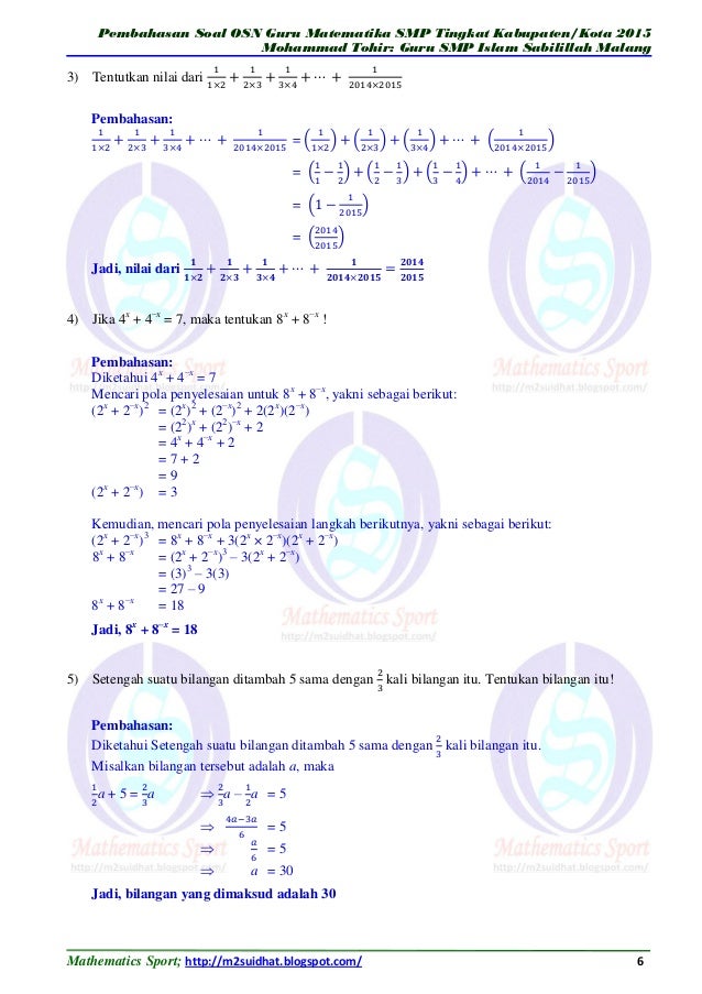 Pembahasan Soal Osn Guru Matematika Smp 2015 M2suidhat Blogspot Com