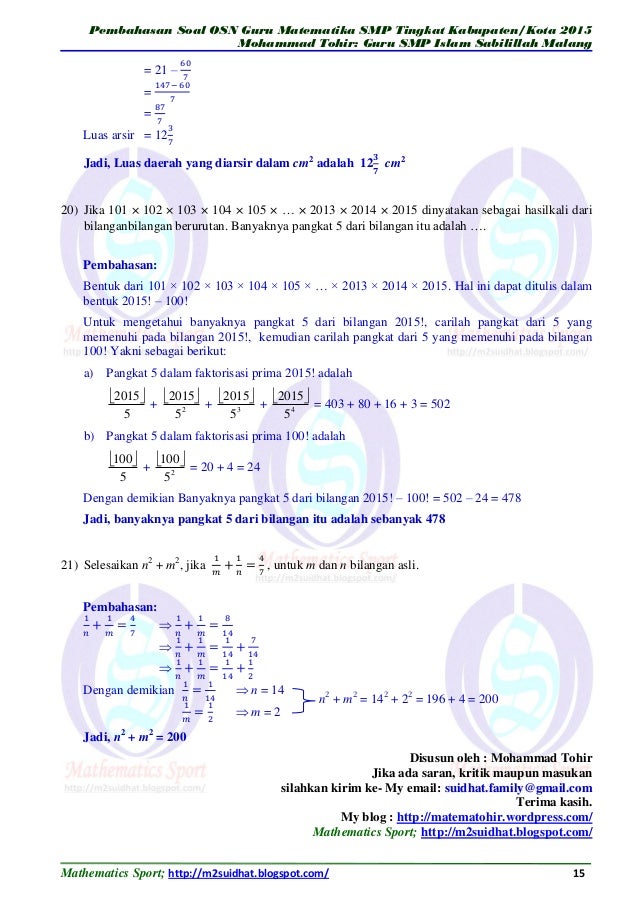 Pembahasan soal osn guru matematika smp 2015 (m2suidhat