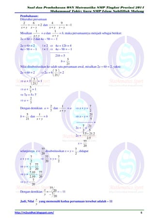Pembahasan soal osn matematika smp tingkat provinsi 2014 ...