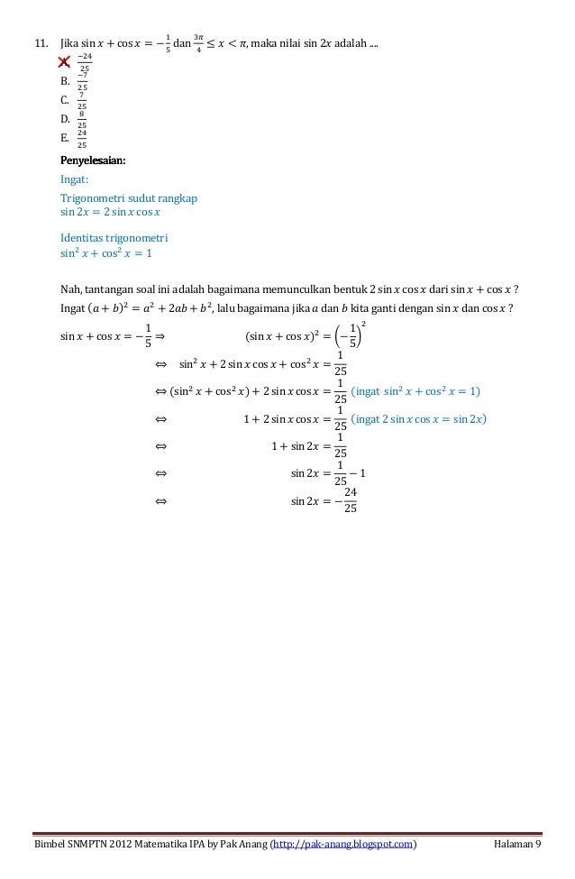 Pembahasan Soal Snmptn 2011 Matematika Ipa Kode 599