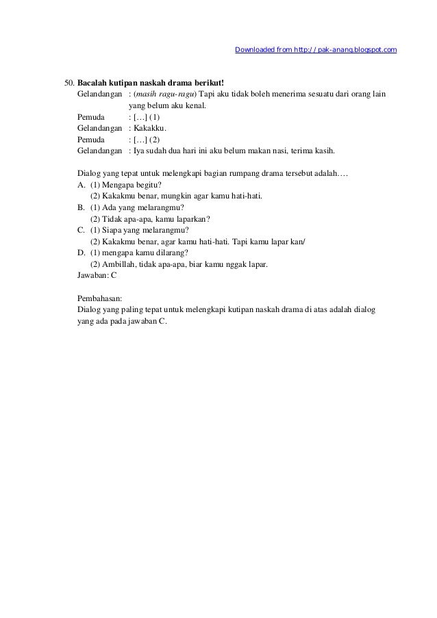 Pembahasan Soal Un Bahasa Indonesia Smp 2012 Paket D47